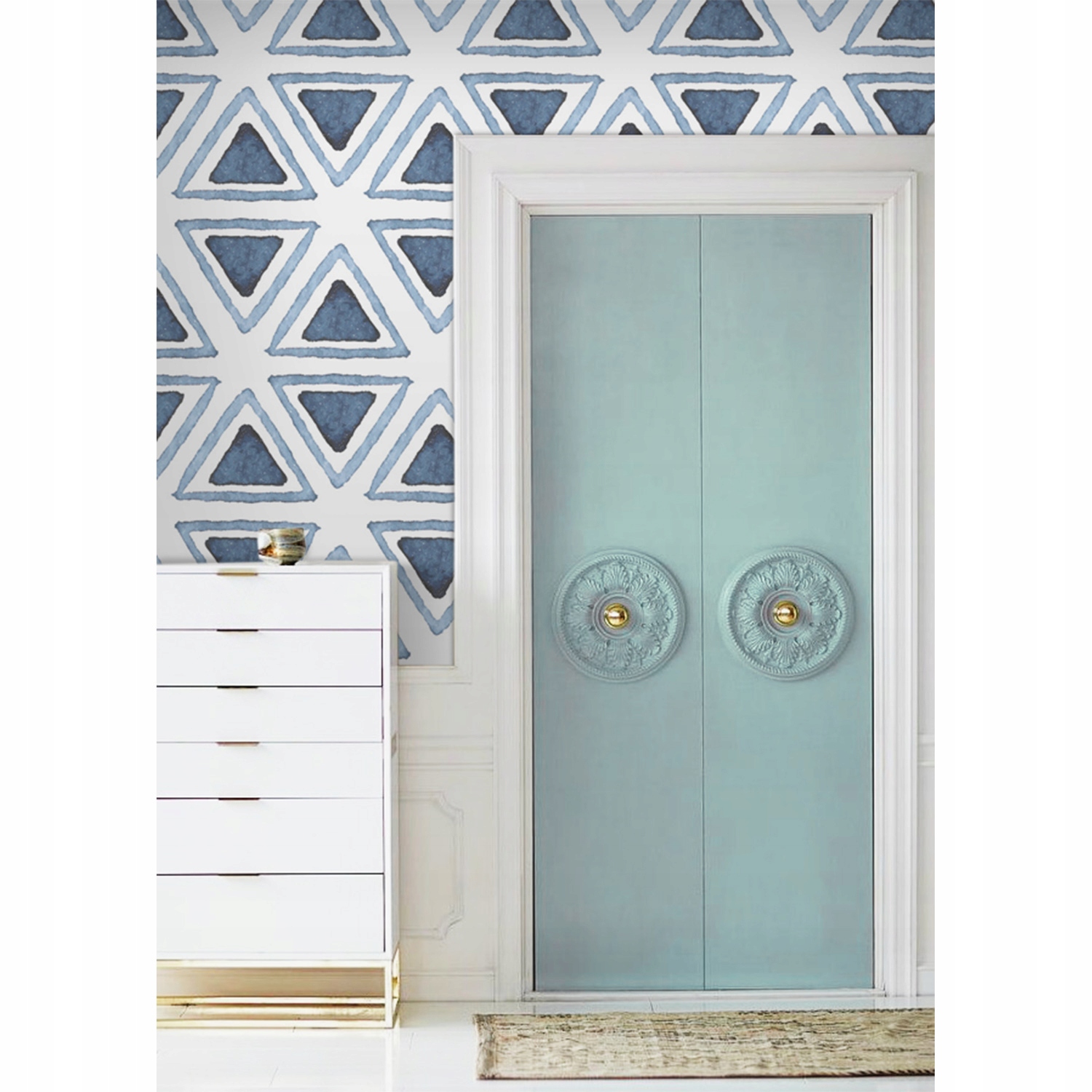 

Fototapeta Niebieska akwarela z trójkątami 104x70