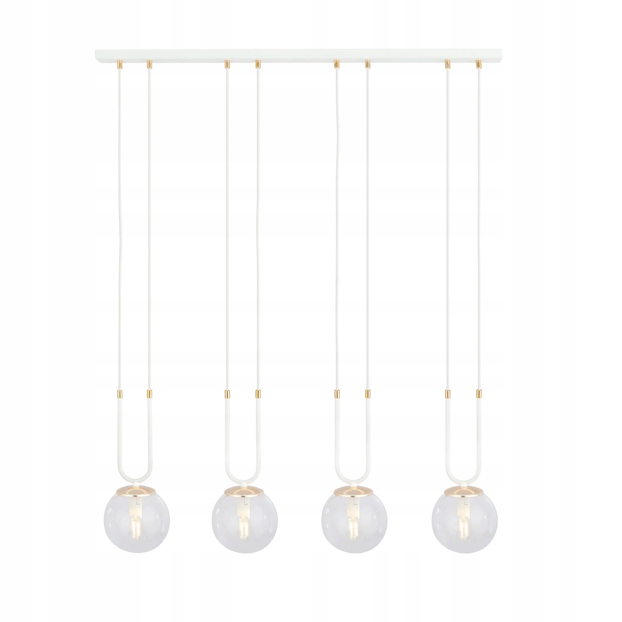 Závěsná lampa bílá zlatá skleněné koule do jídelny nad stůl 4 Glam Emibig