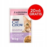 Levně Cat Chow Sensitive Krmivo pro kočky s lososem a cuketou v omáčce 85 g – 20+6