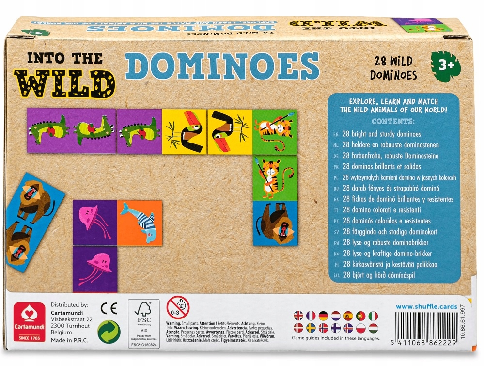 DZIKIE ZWIERZĘTA ŚWIATA GRA PLANSZOWA DOMINO 3+ Typ Podstawa