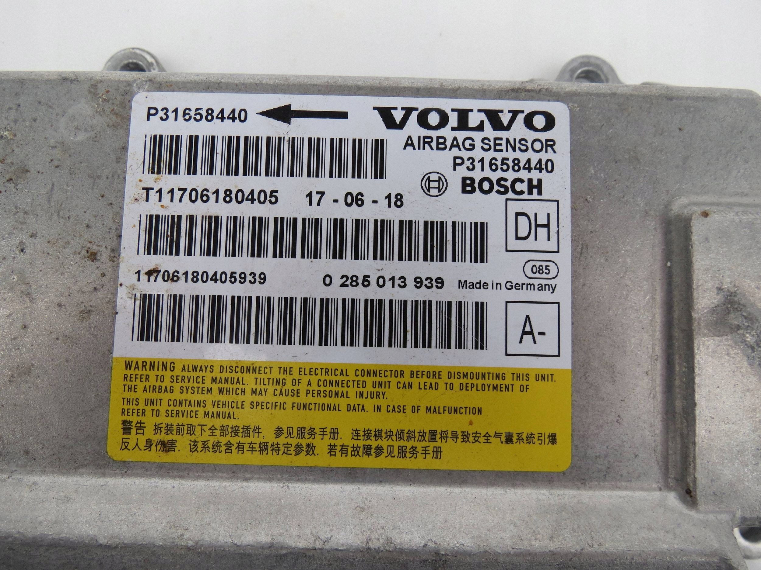 modulo Centralina SENSOR airbag airbag VOLVO V60 2.0 D 120KM 31658440