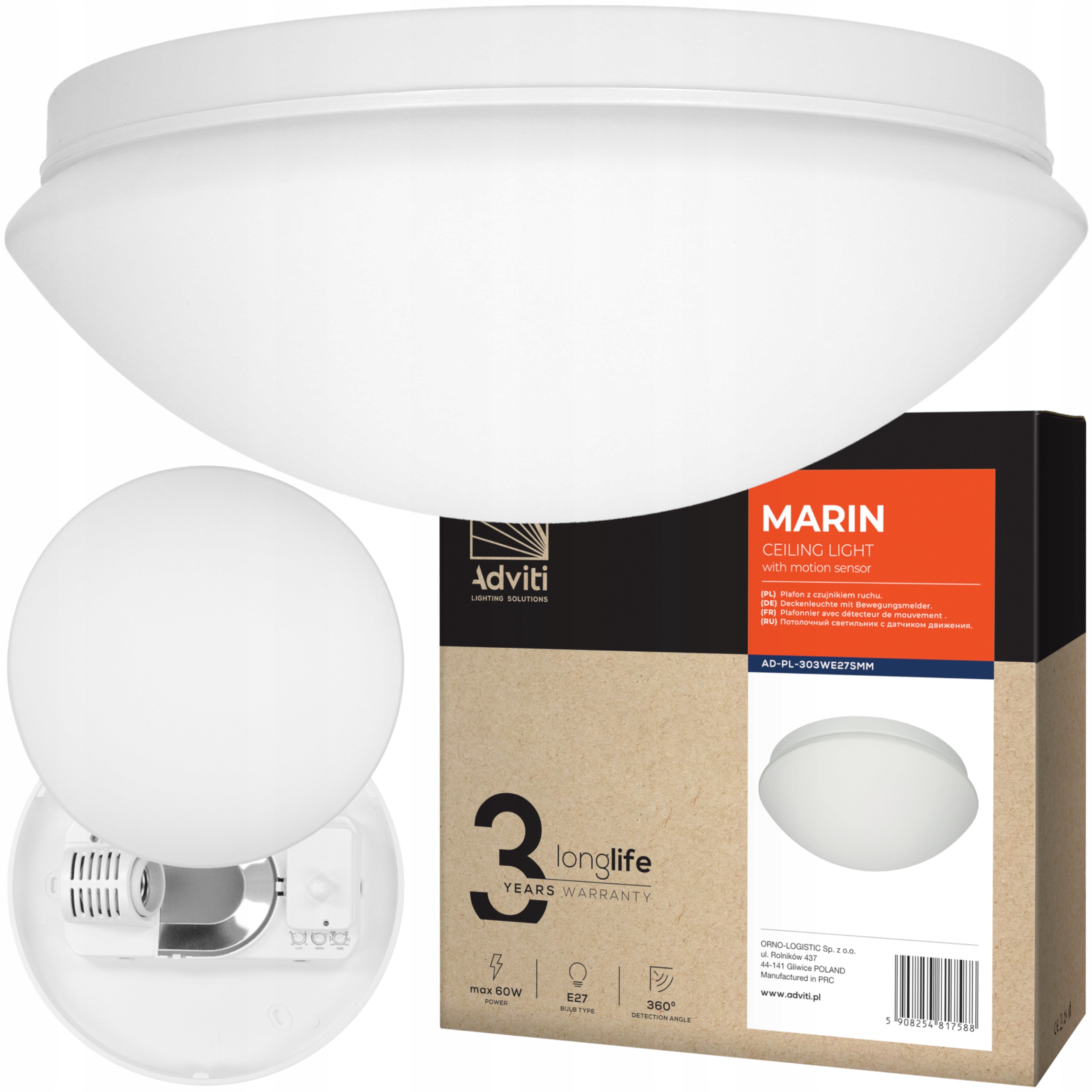 

Plafon Marin z Czujnikiem Ruchu 303 60W Led