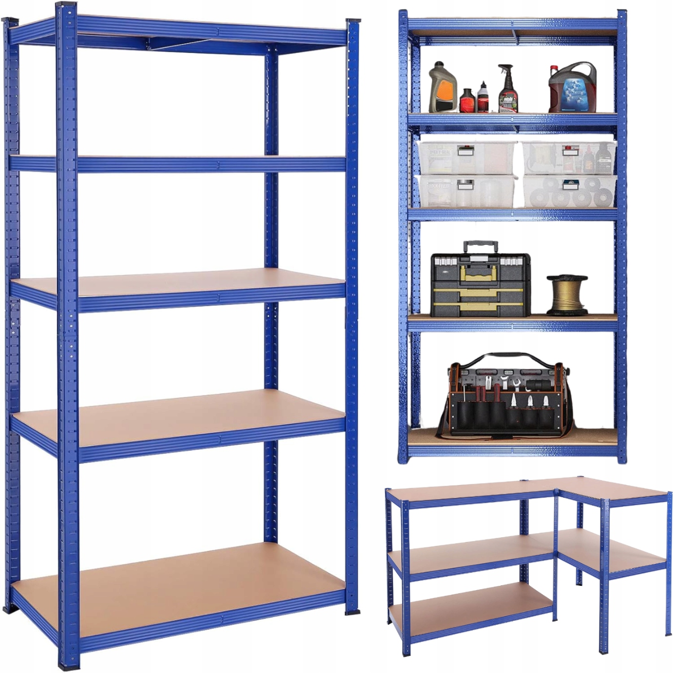 Garážová polica kovová Veľká 120 kg na náradie, záhradný dielenský regál