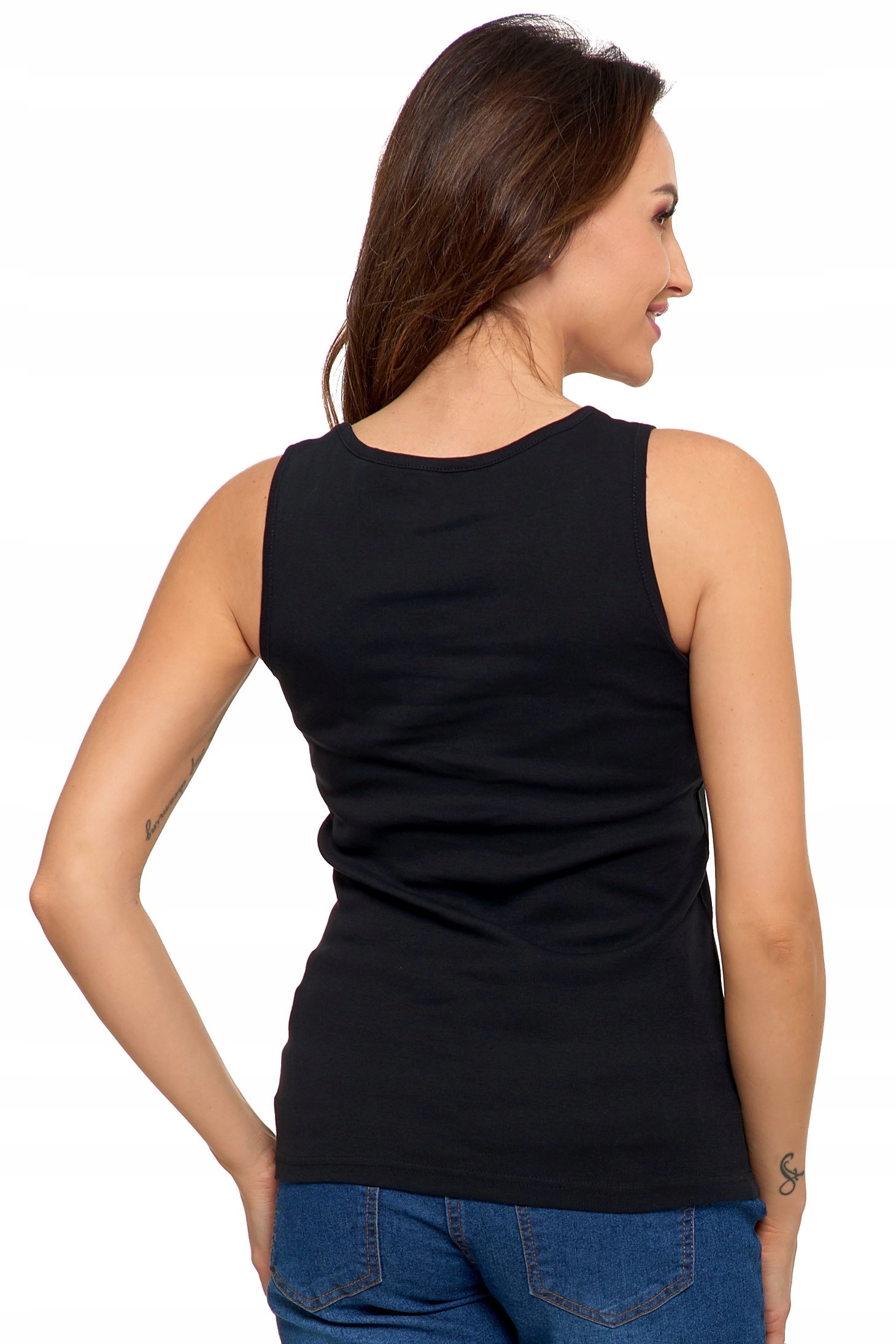 TANK-TOP KOSZULKA DAMSKA NA RAMIĄCZKACH BOKSERKA BAWEŁNA MORAJ XL CZARNA Rozmiar XL