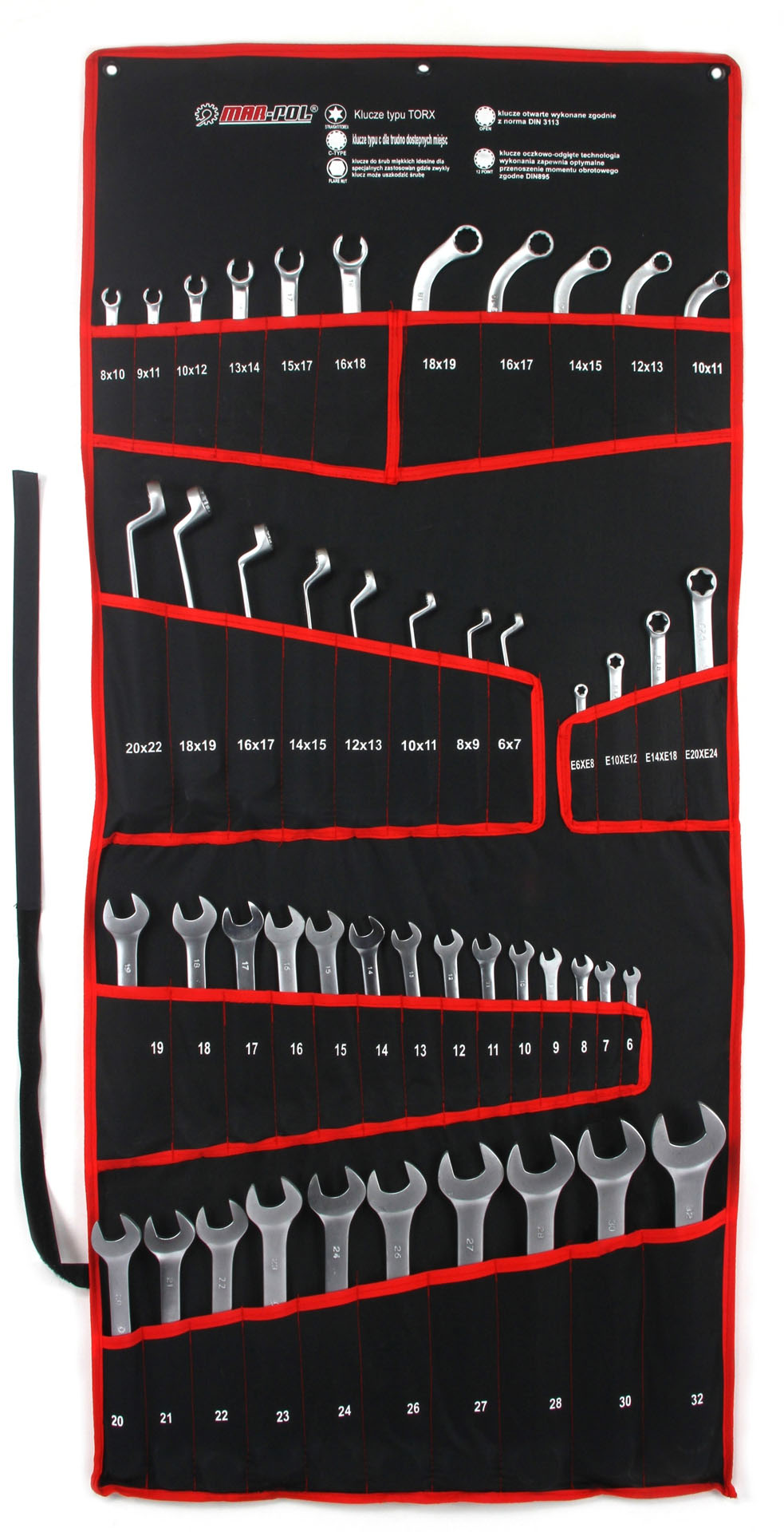 KLUCZE PLASKO OCZKOWE GIETE TORX 47szt ORG MARPOL Mark MARPOL