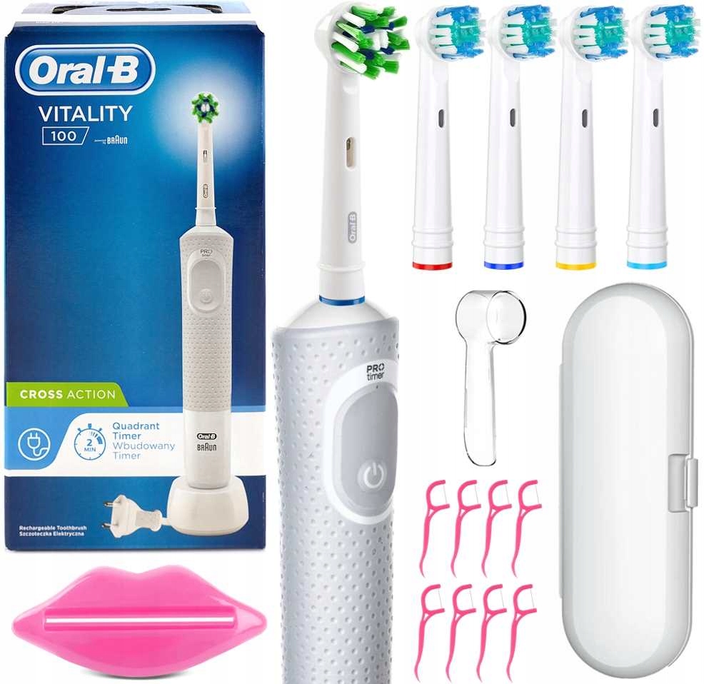 KEFKA oral-b> VITALITY 100 BIELA + KONCOVKY PUZDRA ŠPÁRADLÁ ODŠŤAVOVAČ