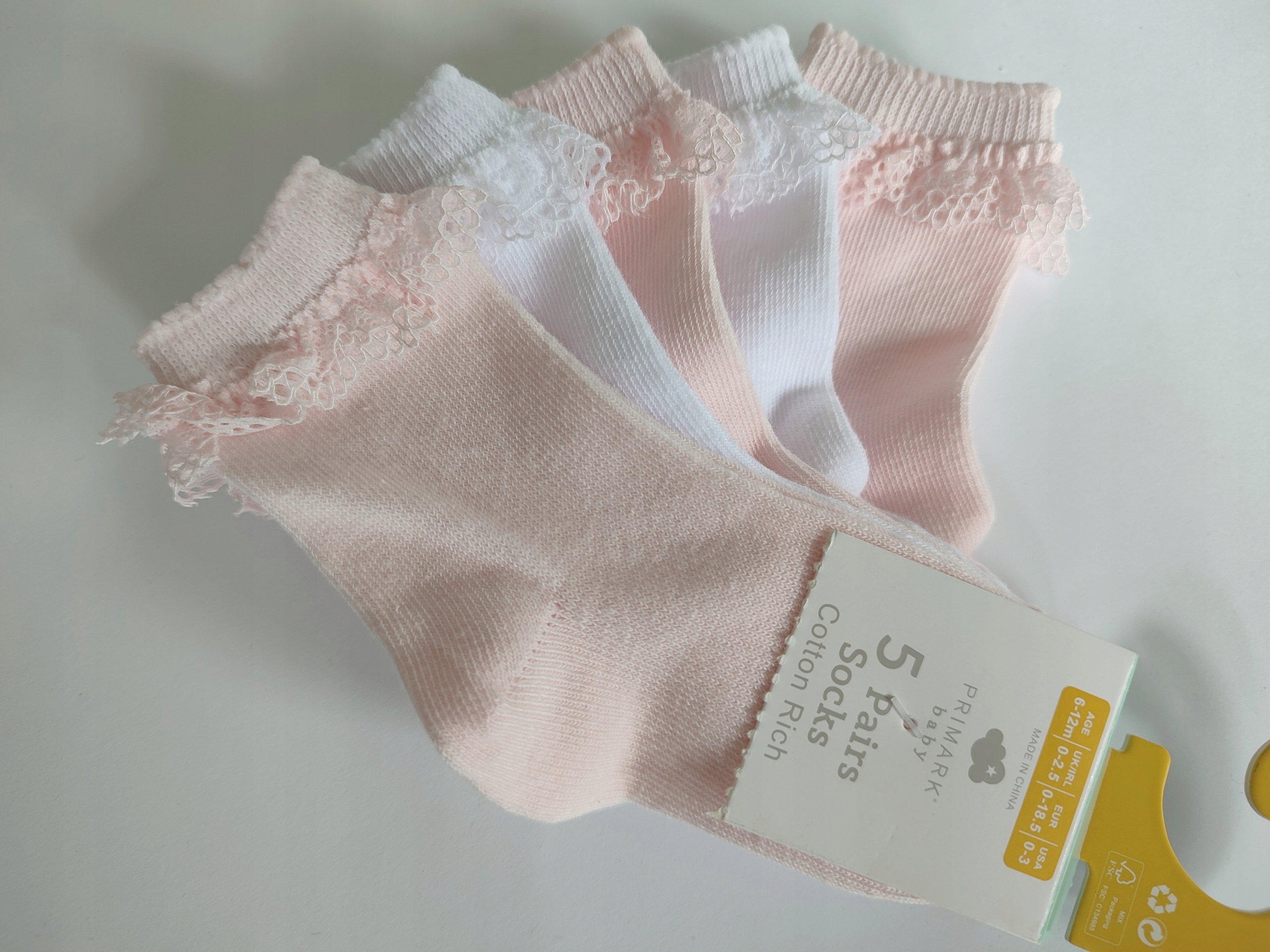 

Primark Skarpetki falbana Różowe białe 6-12 M 18,5