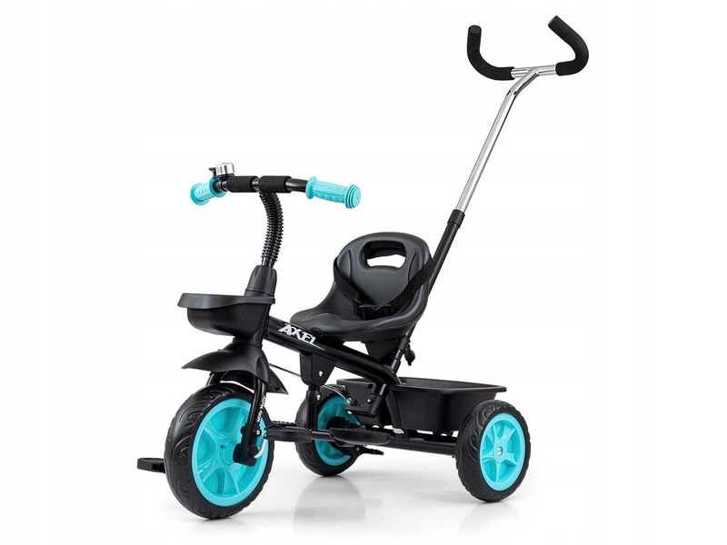 Rowerek trójkołowy Milly Mally Axel Stalowa rama, Dzwonek Czarno-niebieski