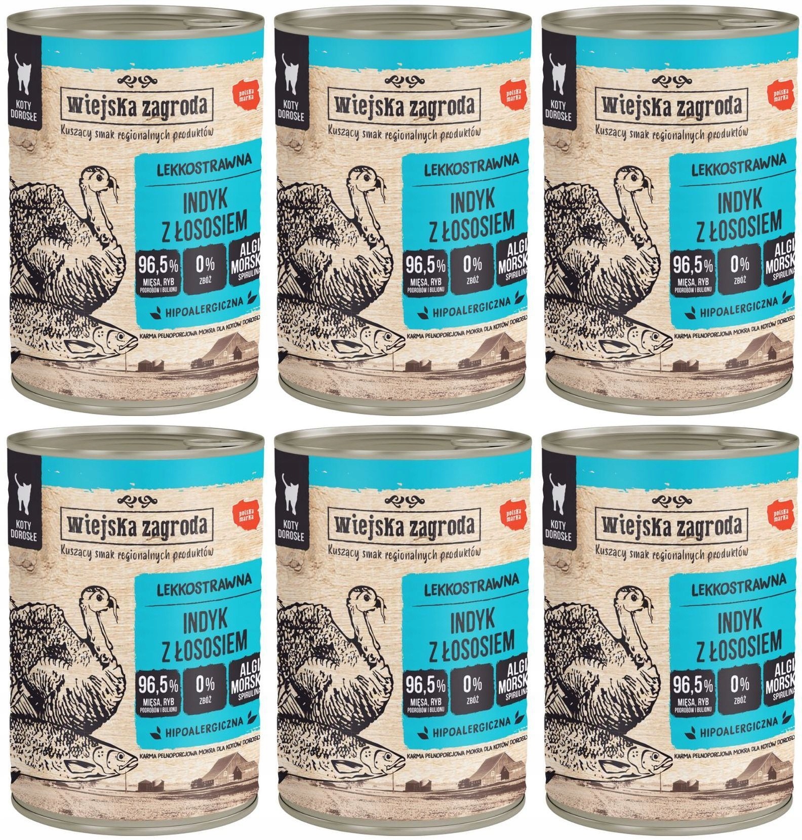 Levně Wiejska Zagroda Kočka Krůta s lososem 6 plechovek 400 g