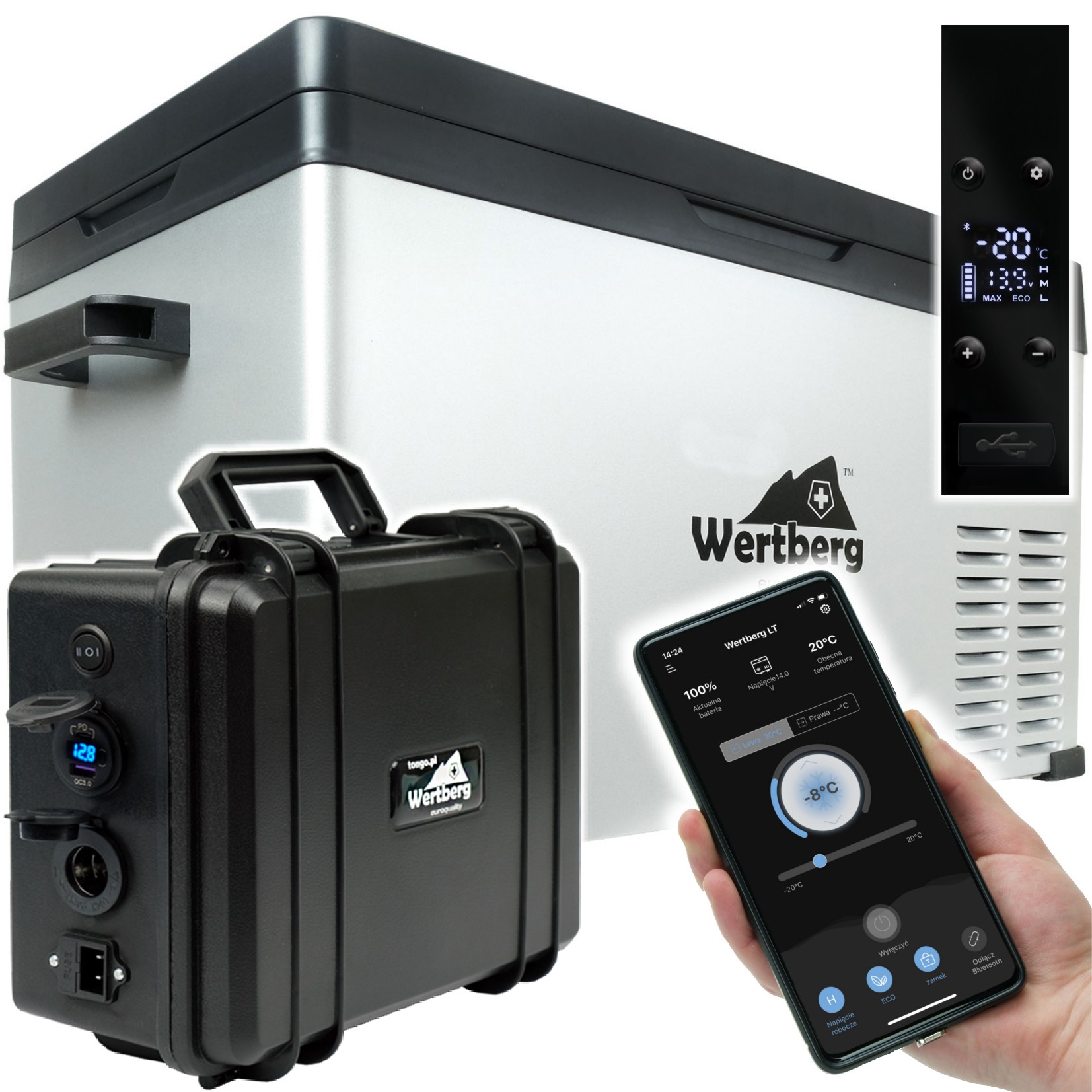 40L samochodowa lodówka sprężarkowa -20°C 12V/24V|230V bluetooth akumulator