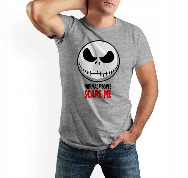 

T-shirt męski szary Normal People Scare Me 5XL