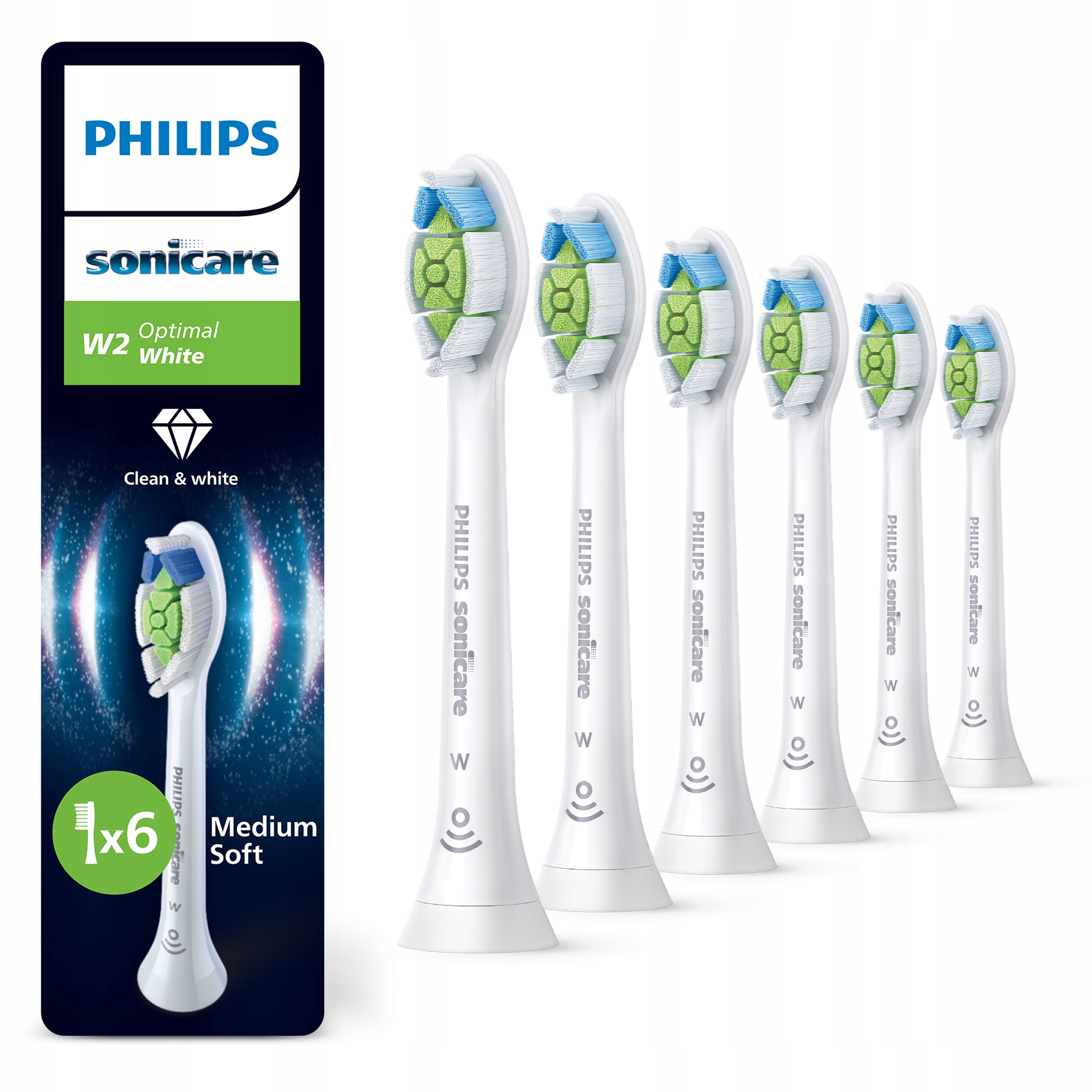Końcówki do Philips Sonicare W2 Wybielające 6 szt zapas 1,5 roku HX6066/87