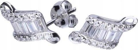 Stříbrné náušnice 925 zirkony bagety 1,72 g ženské jako dárek jako tyčinky