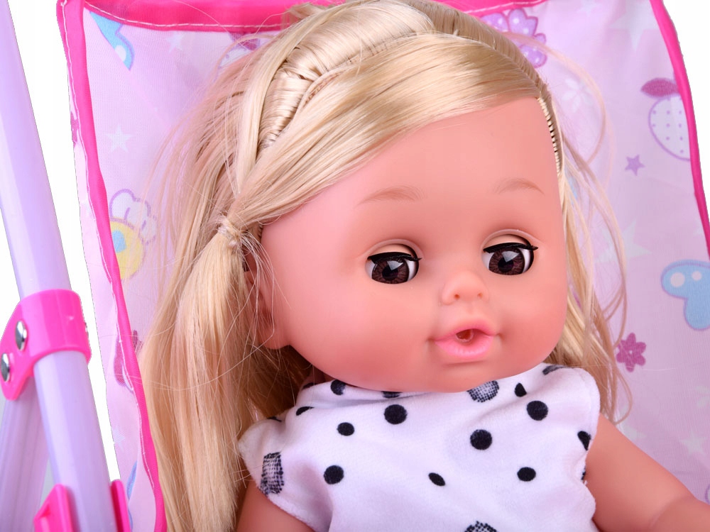 INTERAKTYWNA SIUSIAJĄCA LALKA WÓZEK KRZESEŁKO KOŁYSKA I AKCESORIA 15w1 Materiał guma plastik tkanina