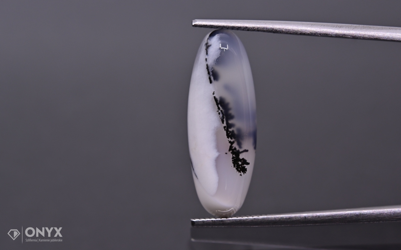 Dendritový achát z Turecka kabošon ovál 21,5x8 mm