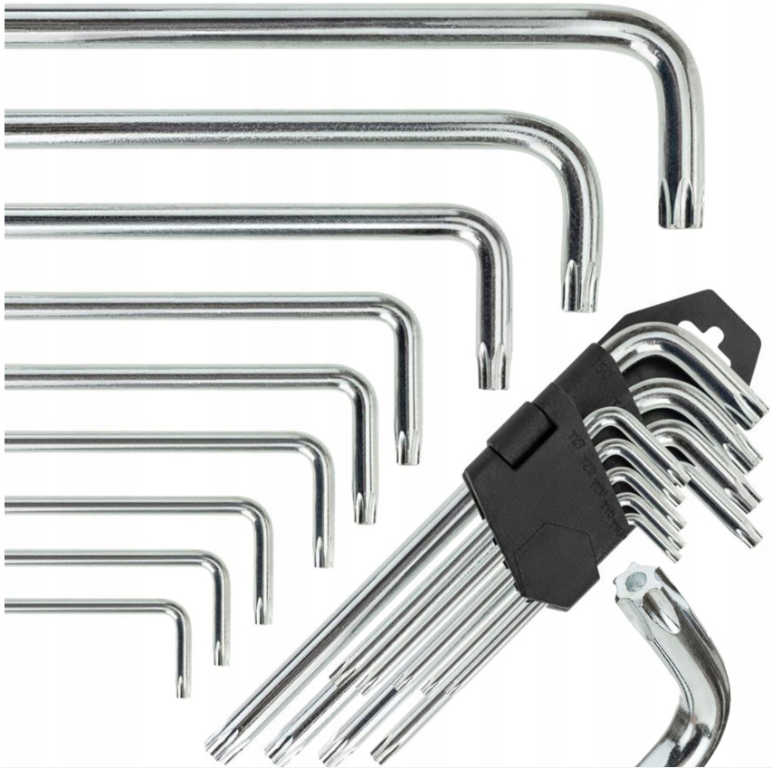 Klucze Imbusowe Imbusy Torx "L" Z Otworem Gwiazdkowe T10-T50 9 El. Zestaw