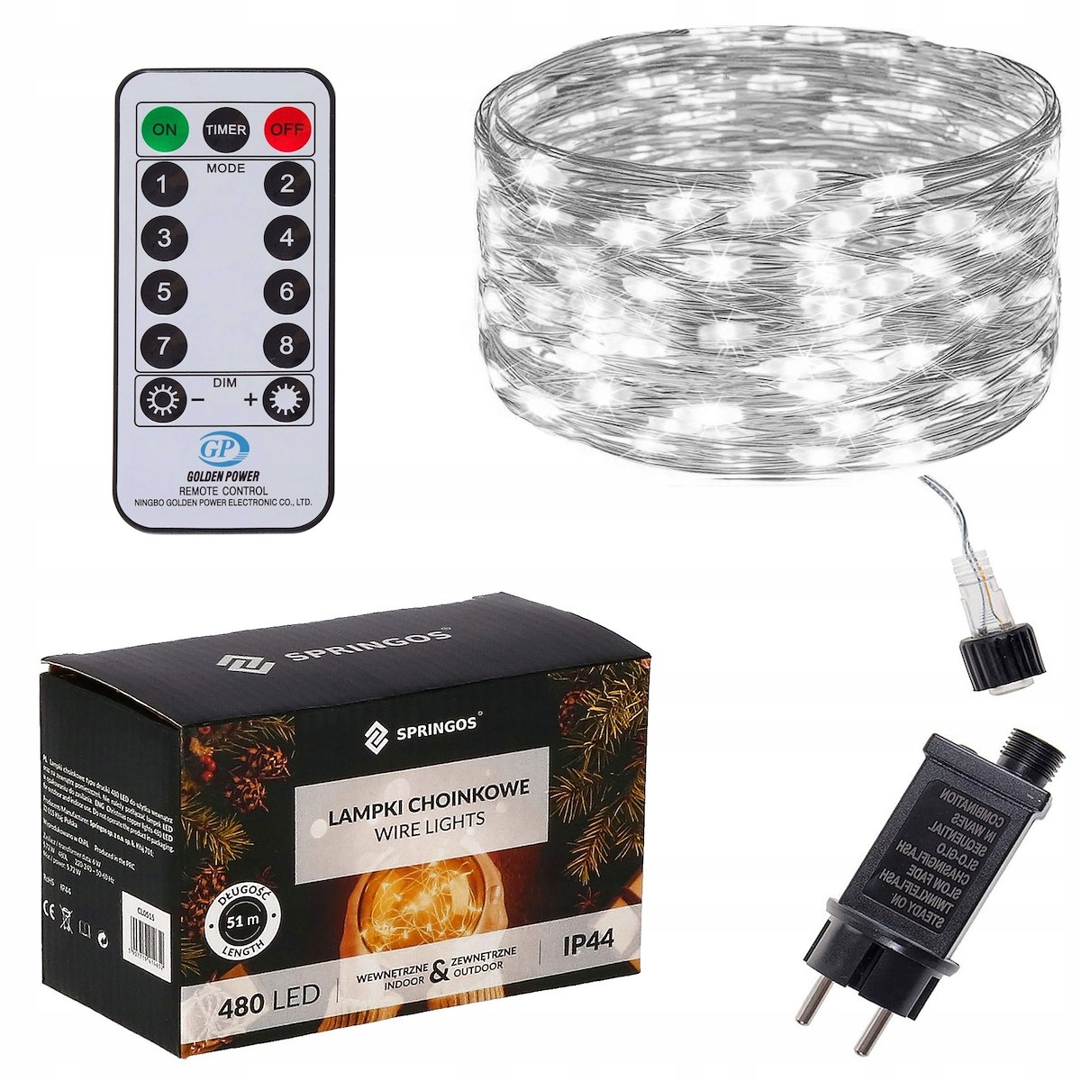 

Lampki Druciki 48m Mikro Zimny Biały Pilot Tryby
