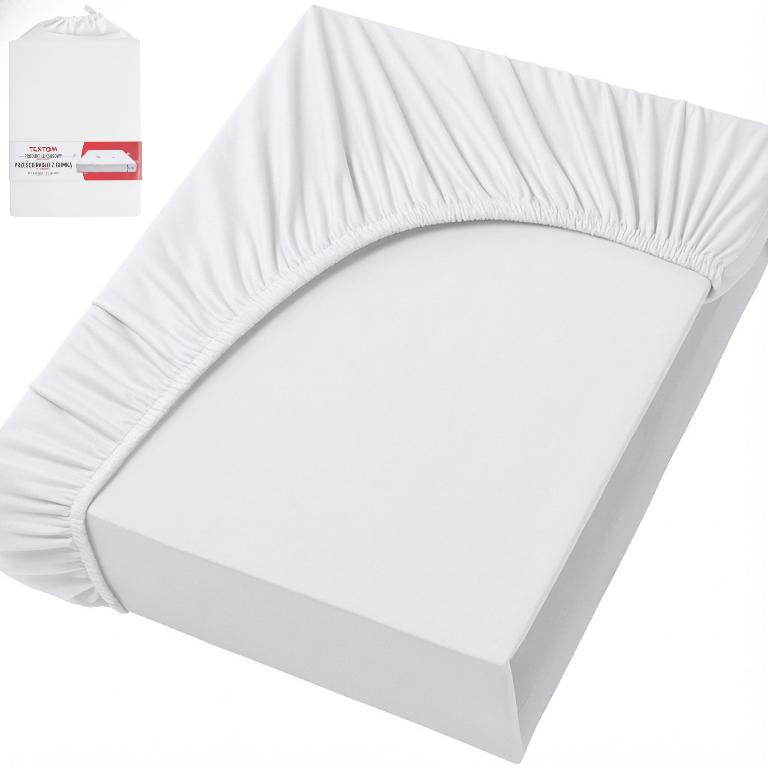 Prostěradlo Bavlna Elastan s gumou 180x200 +35 cm Bílé Příjemné Na Dotek