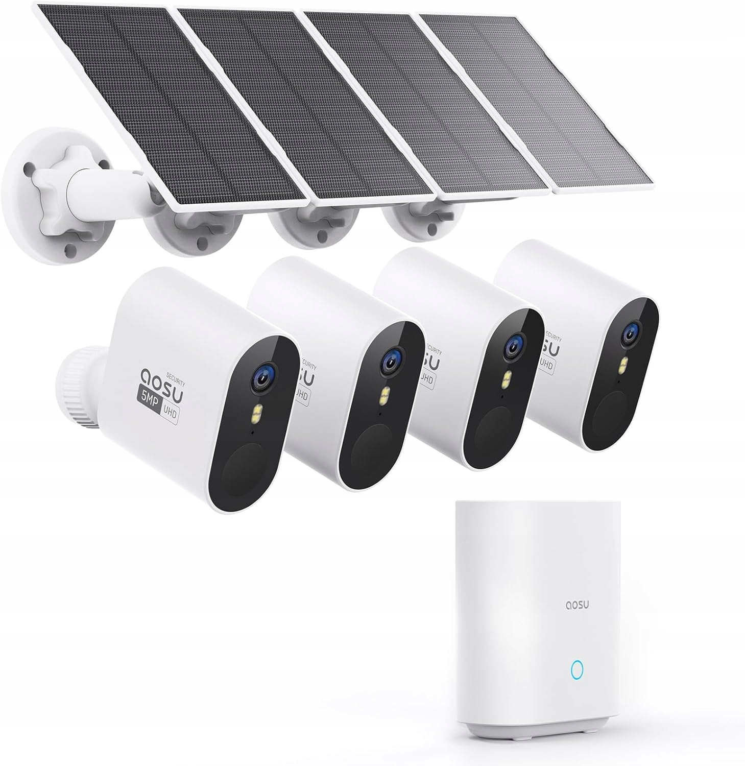 Zestaw 4x Kamera Zewnętrzna WiFi Ip Aosu Solarna 3K 5MP Uhd Detekcja