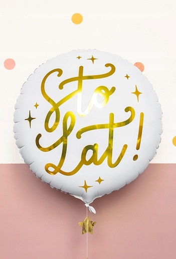 Balon foliowy Sto lat!, 35cm, biały   FB59 — 3
