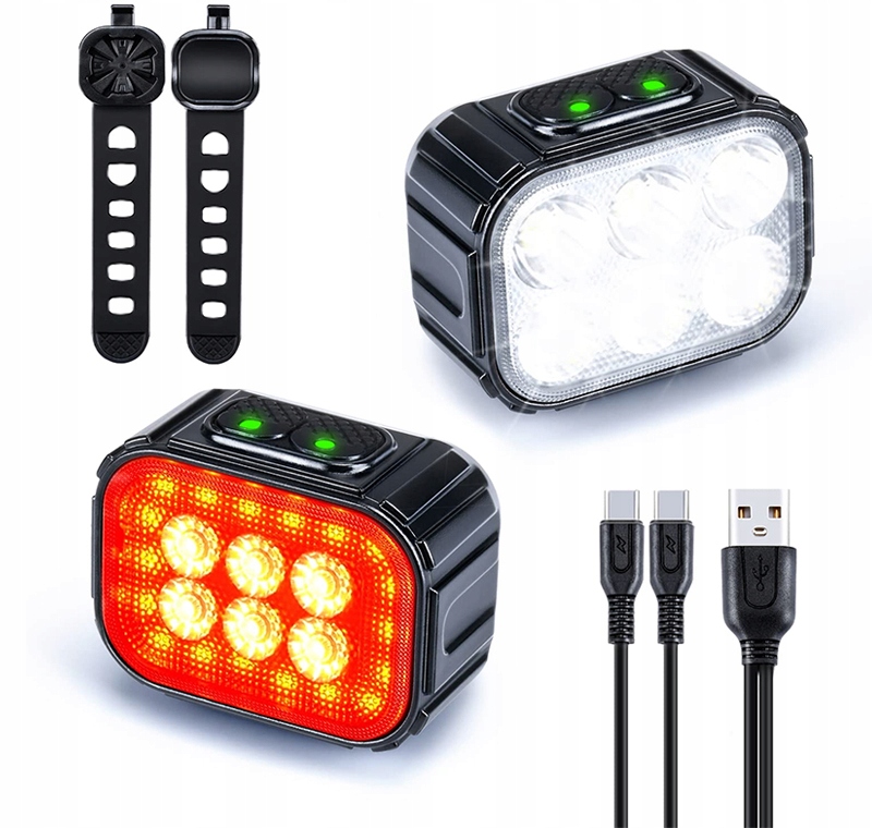 LAMPKA ROWEROWA LED PRZÓD MOCNA + TYŁ ZESTAW Stan opakowania oryginalne