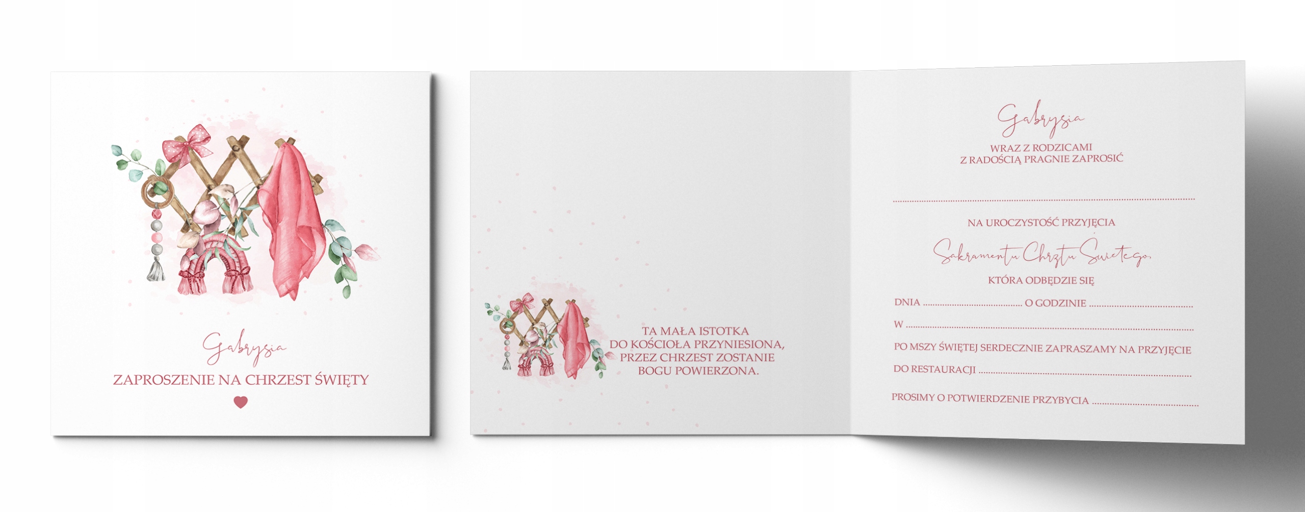 ZAPROSZENIE na Chrzest Święty +KOPERTA +SZNUREK Rodzaj chrzest
