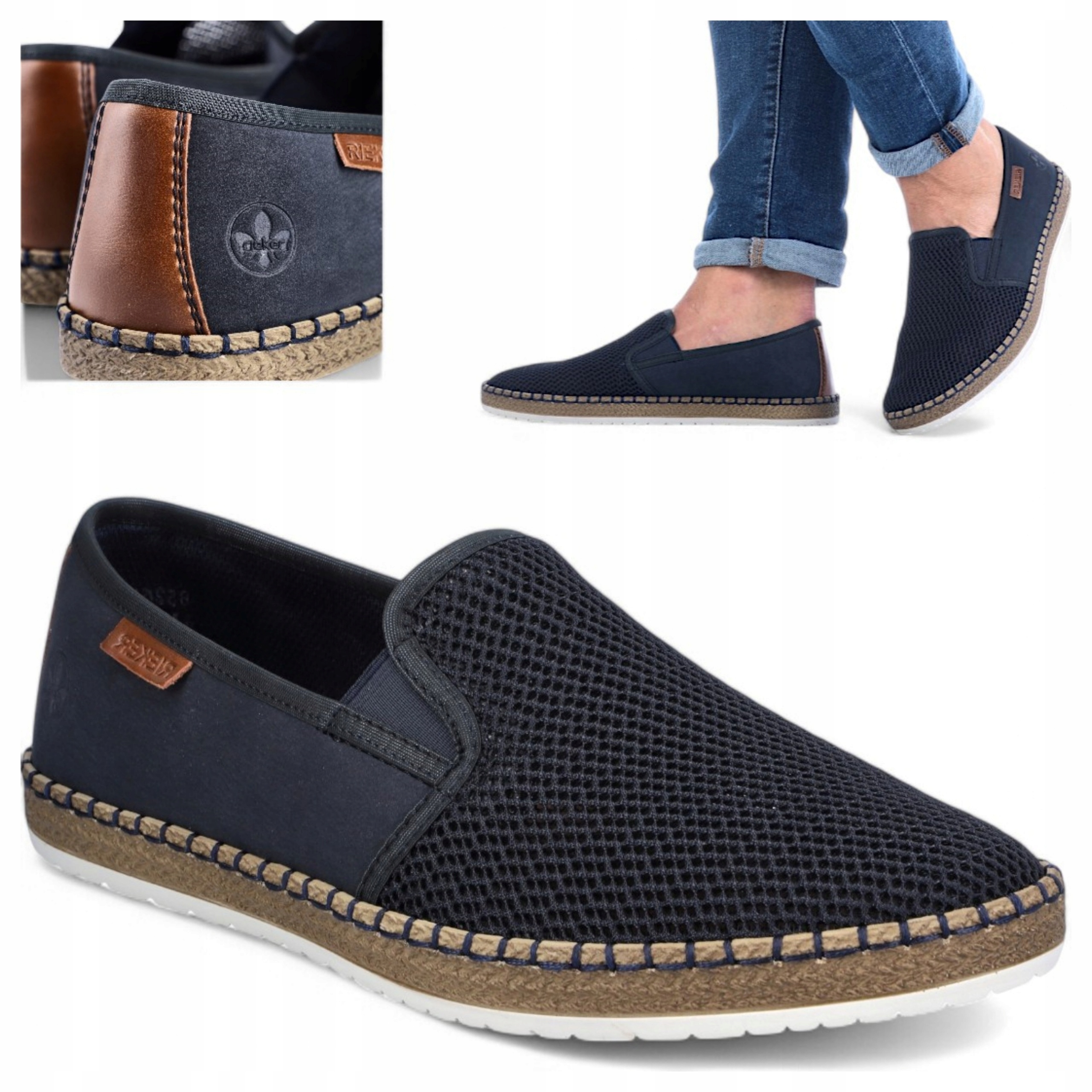 Pánské mokasíny Rieker 46 Rieker Jarní nazouvací Módní Tmavě modré Casual