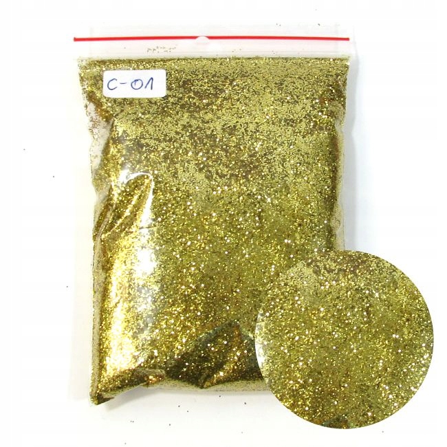 1g Dekorativní kosmetický brokát Zlatý Metalický 0,4 mm