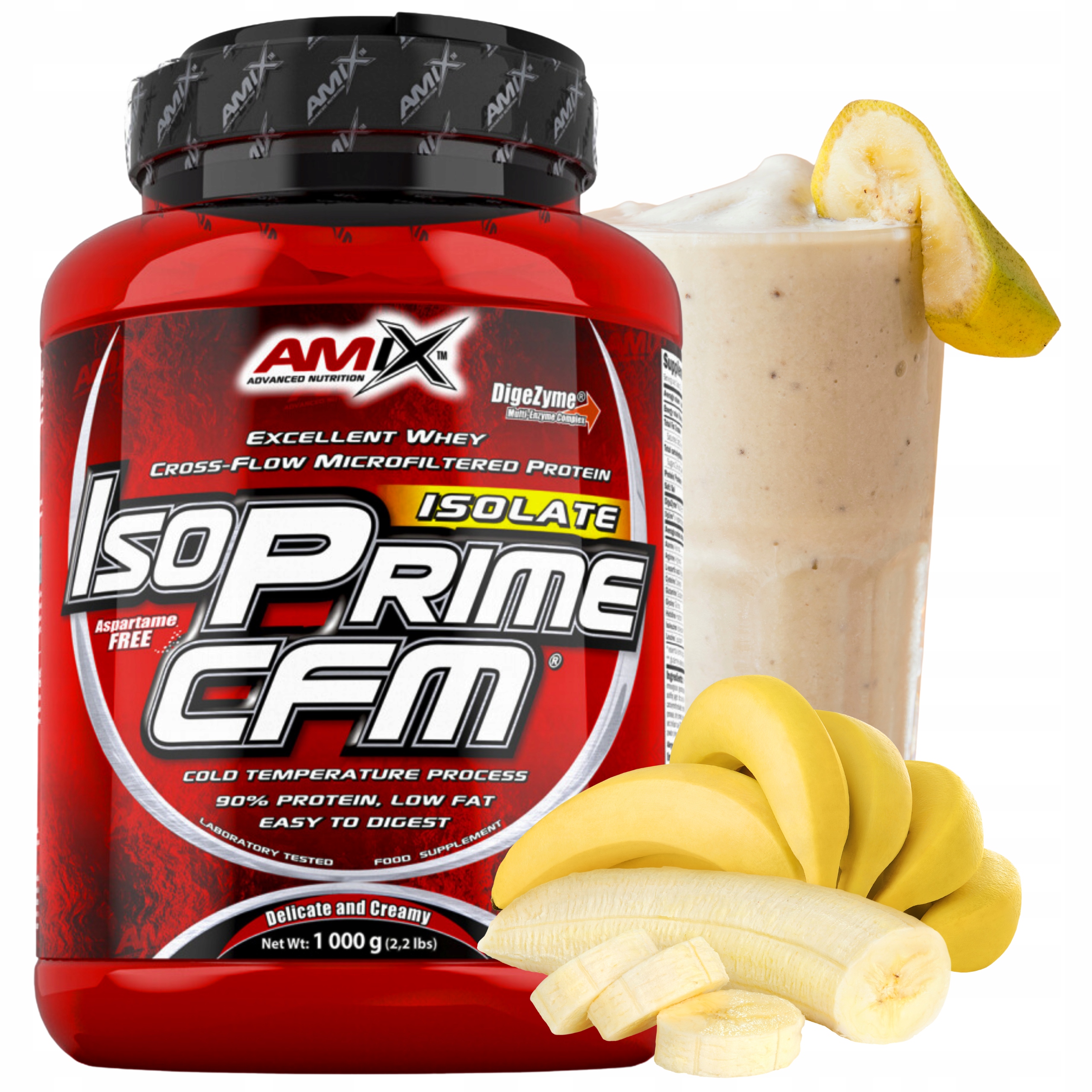 Proteinový Izolát Amix Iso Prime Cfm Wpi 90 1 kg Bez cukru Banánový