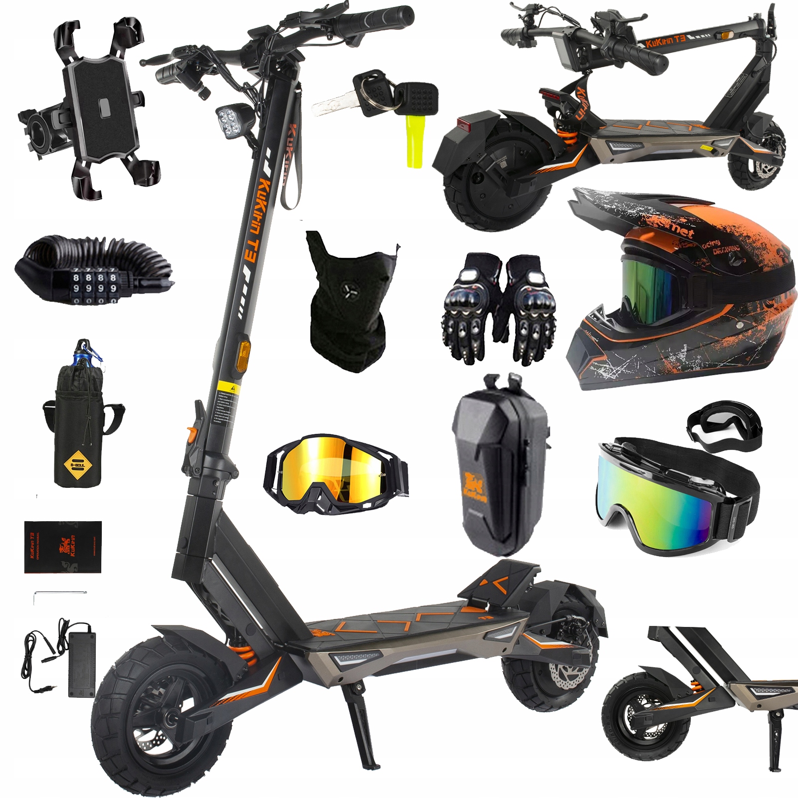 Skládací elektrické vozidlo KuKirin T3 1000W 48V 15,6Ah 45KM/H 58KM 10“