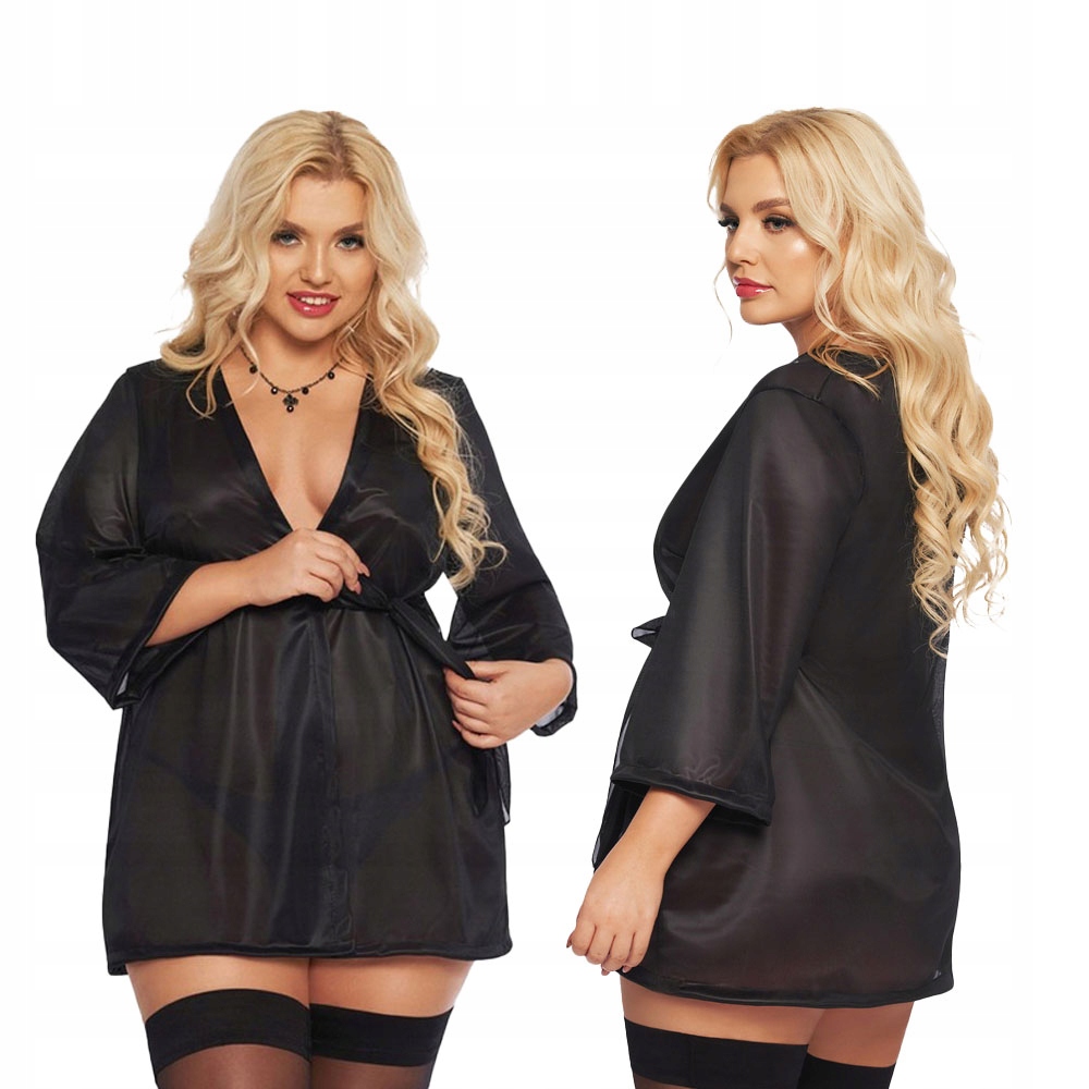 Černý sexy župan Ramona 1902 Softline XXL