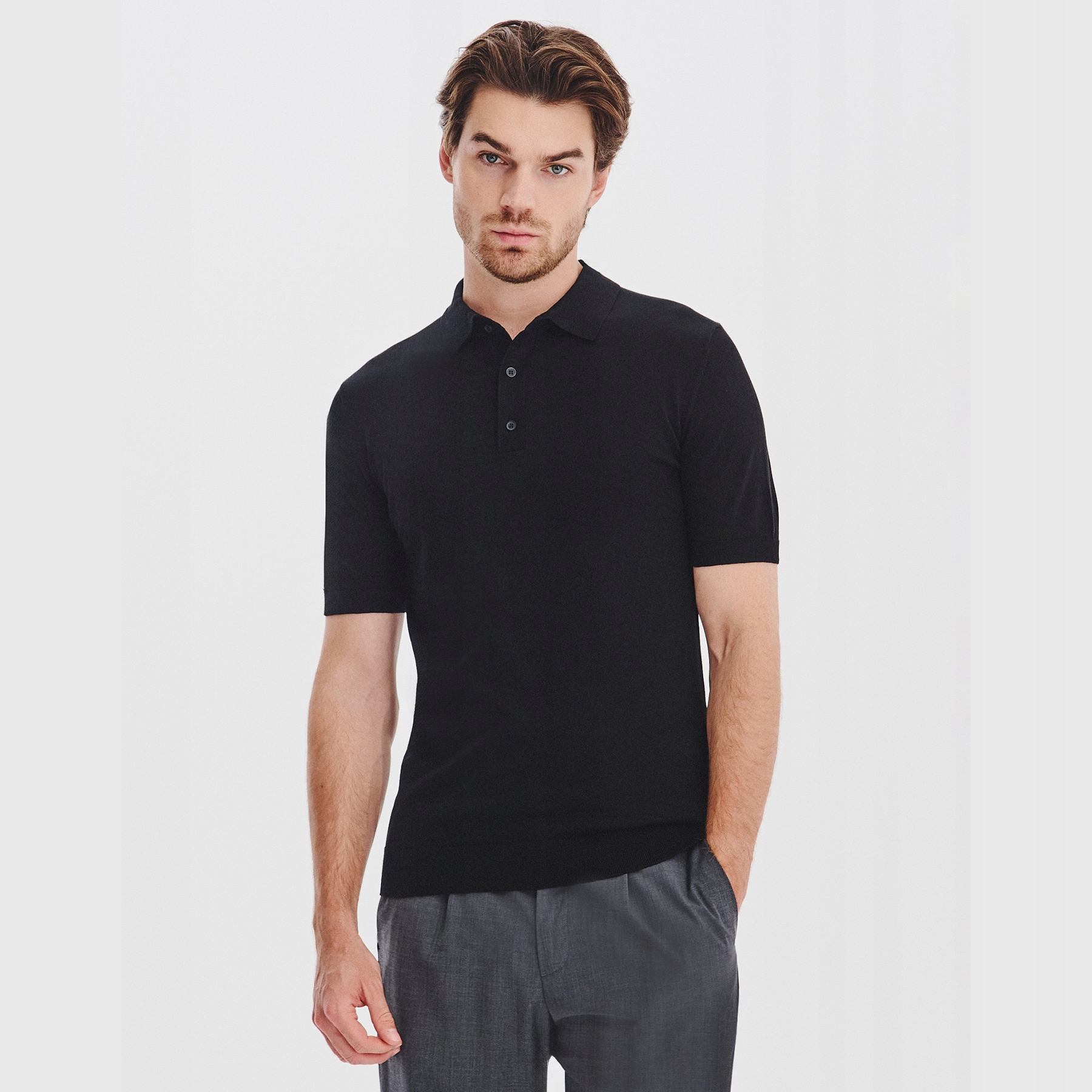 Pánská polokošile Premium s hedvábím v černé barvě Pako Lorente vel 3XL