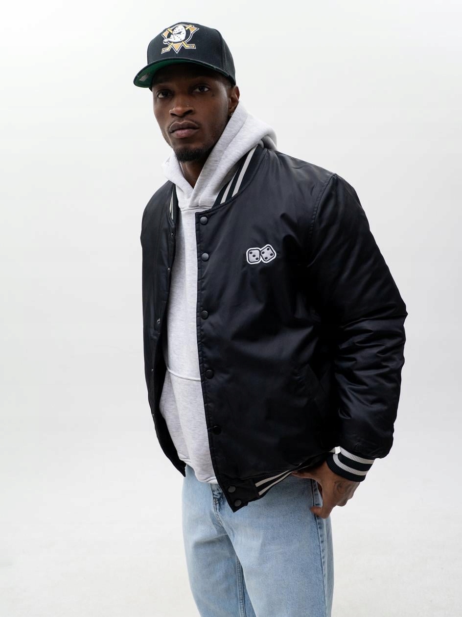 Pánská Bunda College Hafty Druky Street Wear Černá Lucky Dice Kości S