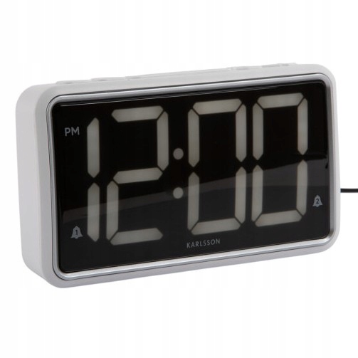 Budík, elektronické stolní hodiny s Led displejem, bílé New Retro