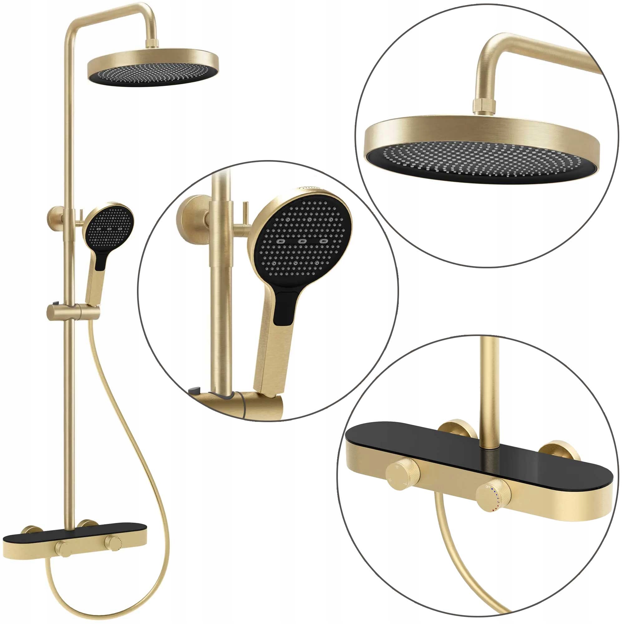 Zlatý brúsený sprchový set Creo Nástenný skrytý výtok Bidetka