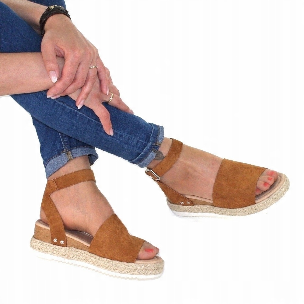 

Zamsz Sandały Na Platformie Damskie Espadryle r 36