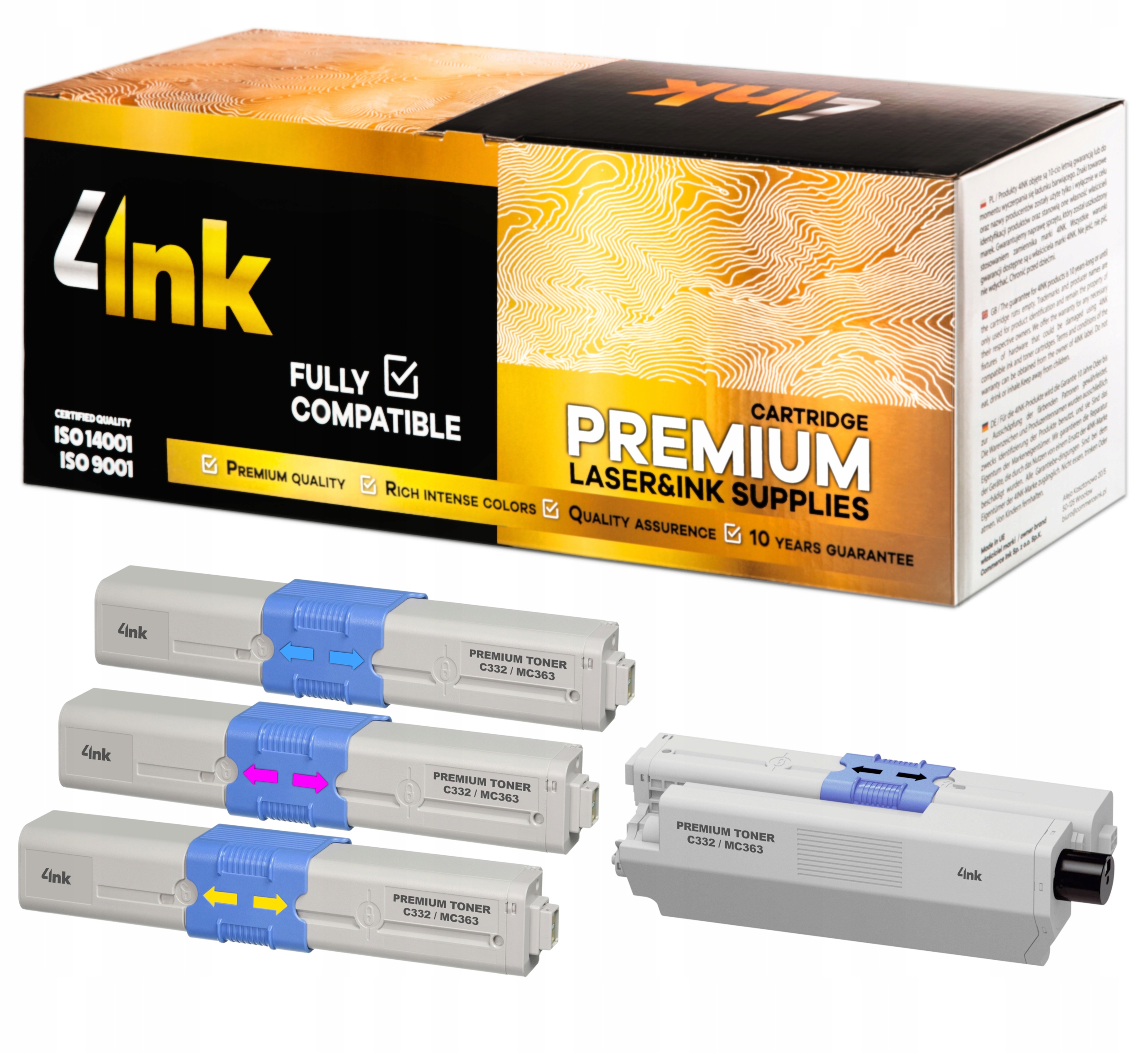 

4x Toner Do Oki C332 C332dn MC363 MC363dn Cmyk XL