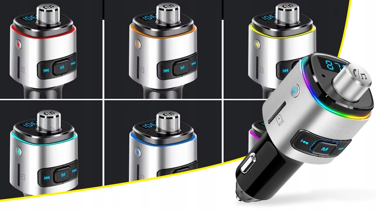 TRANSMITER BLUETOOTH FM SAMOCHODOWY SZYBKA ŁADOWARKA SAMOCHODOWA 2x USB QC Model BC42