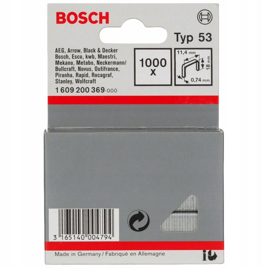 

Bosch Zszywki typ 53 1000szt. 11.4 x 0.74 x 18mm