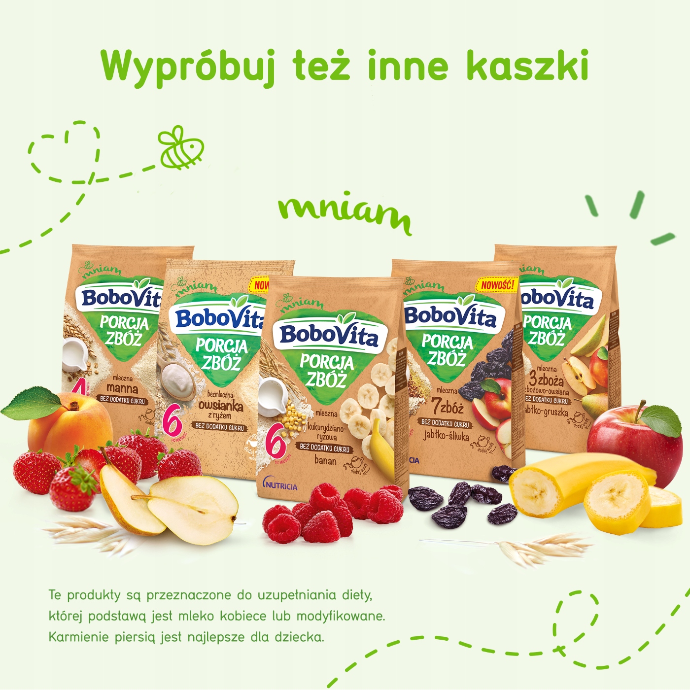 BOBOVITA Porcja Zbóż bzml. 7 zbóż-jag, 3x170g Gramatura 170 g