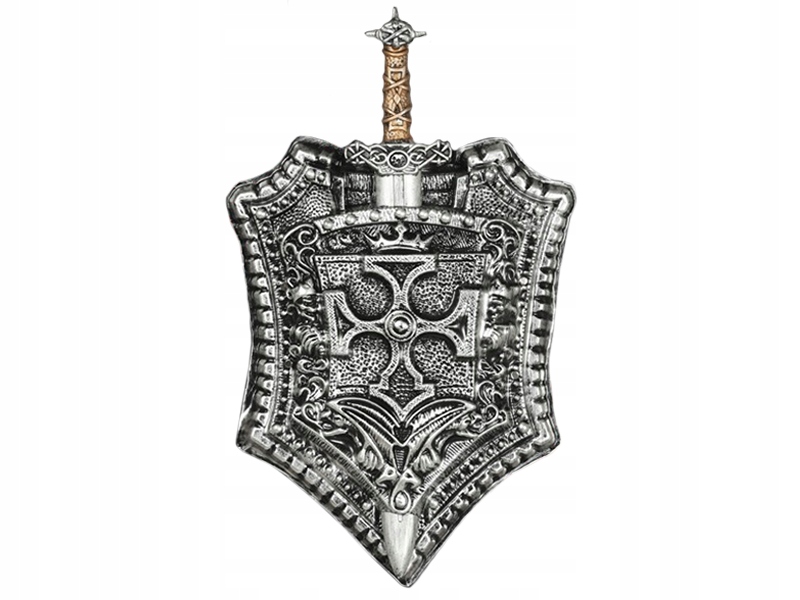 ZESTAW RYCERSKI MIECZ TARCZA RYCERZA SREBRNY Marka inna marka