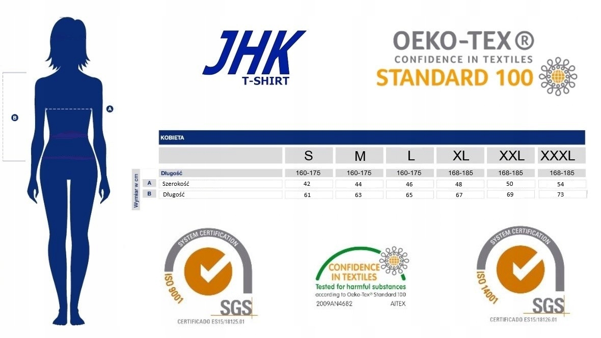 KOSZULKA POLO DAMSKA Z KRÓTKIM RĘKAWEM JHK R 3XL Wzór dominujący bez wzoru