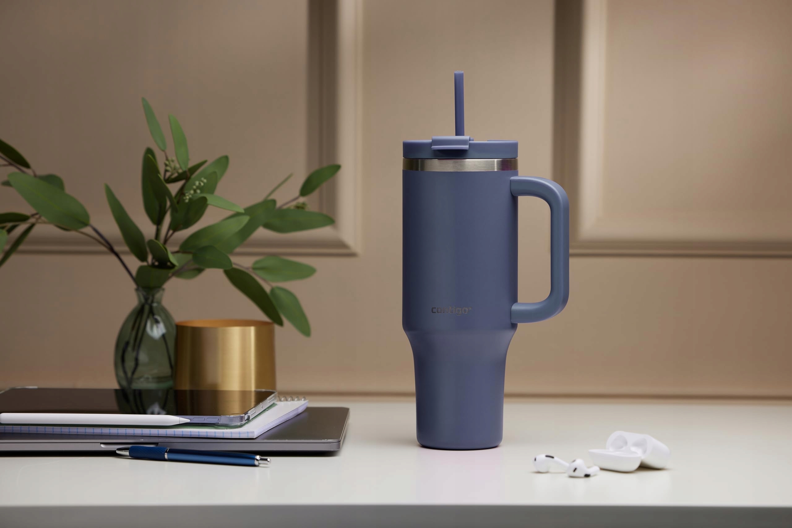 CONTIGO Butelka Termiczna Ze Stali Nierdzewnej 1200 ml Z Uchem I Słomką — miniatura 9