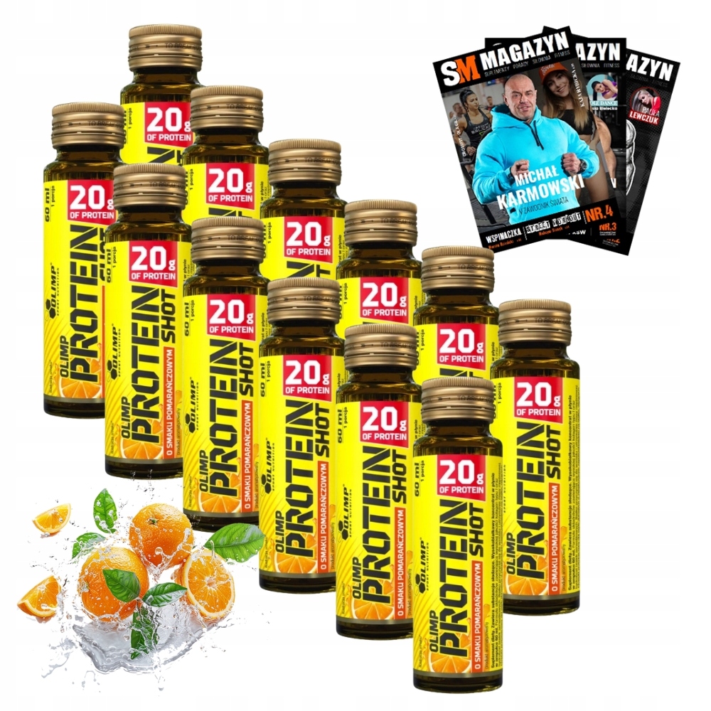 12xOLIMP Protein Shot Ampule Skleněná 60 Ml Šťáva Kolagen Bílkoviny Svaly Klouby