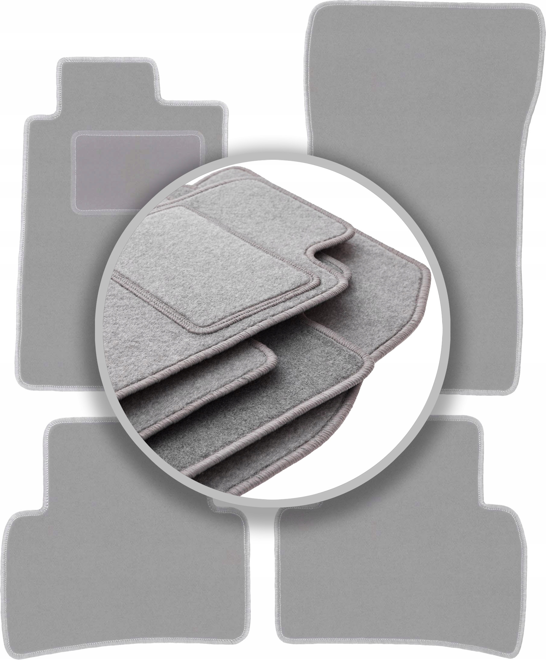 Velurové koberce Oslo šedé pro: Mercedes C W202 kombi, sedan 1993-2000