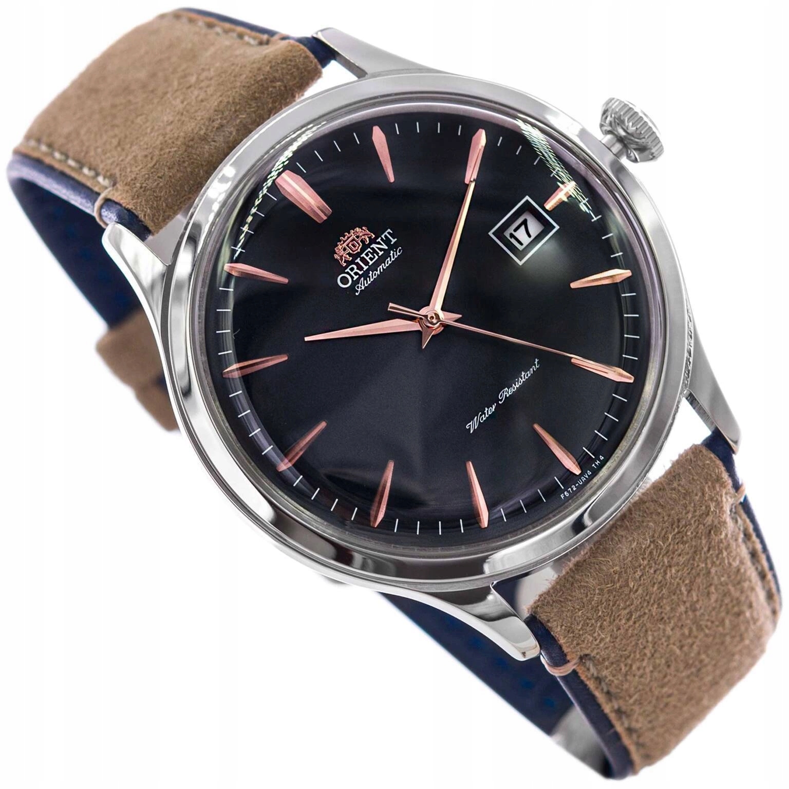 Pánské Orient Hodinky RRA-AC0P02L30B Bambino Automatic Hnědé S Datem Na Řemínku