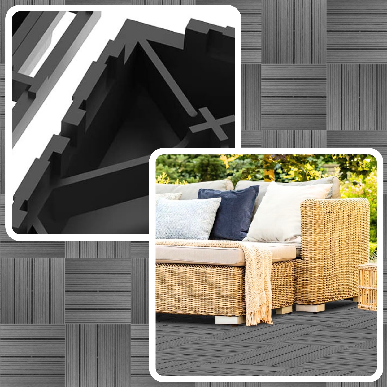 PODEST TARASOWY KOMPOZYTOWY PODŁOGA NA TARAS SZARY DREWNO 30x30x2,5cm Szerokość 0.3 m