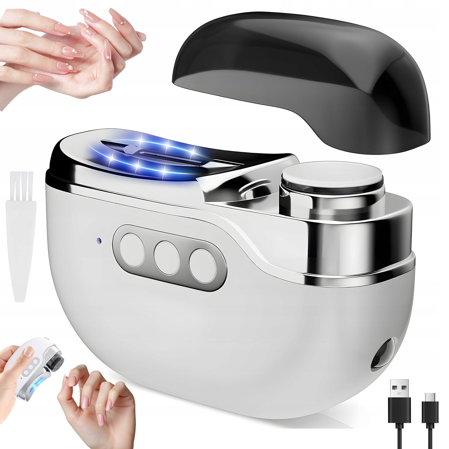 Multifunkční Elektrické Nůžky Na Nehty S Led A Uv Lampou Pro Děti