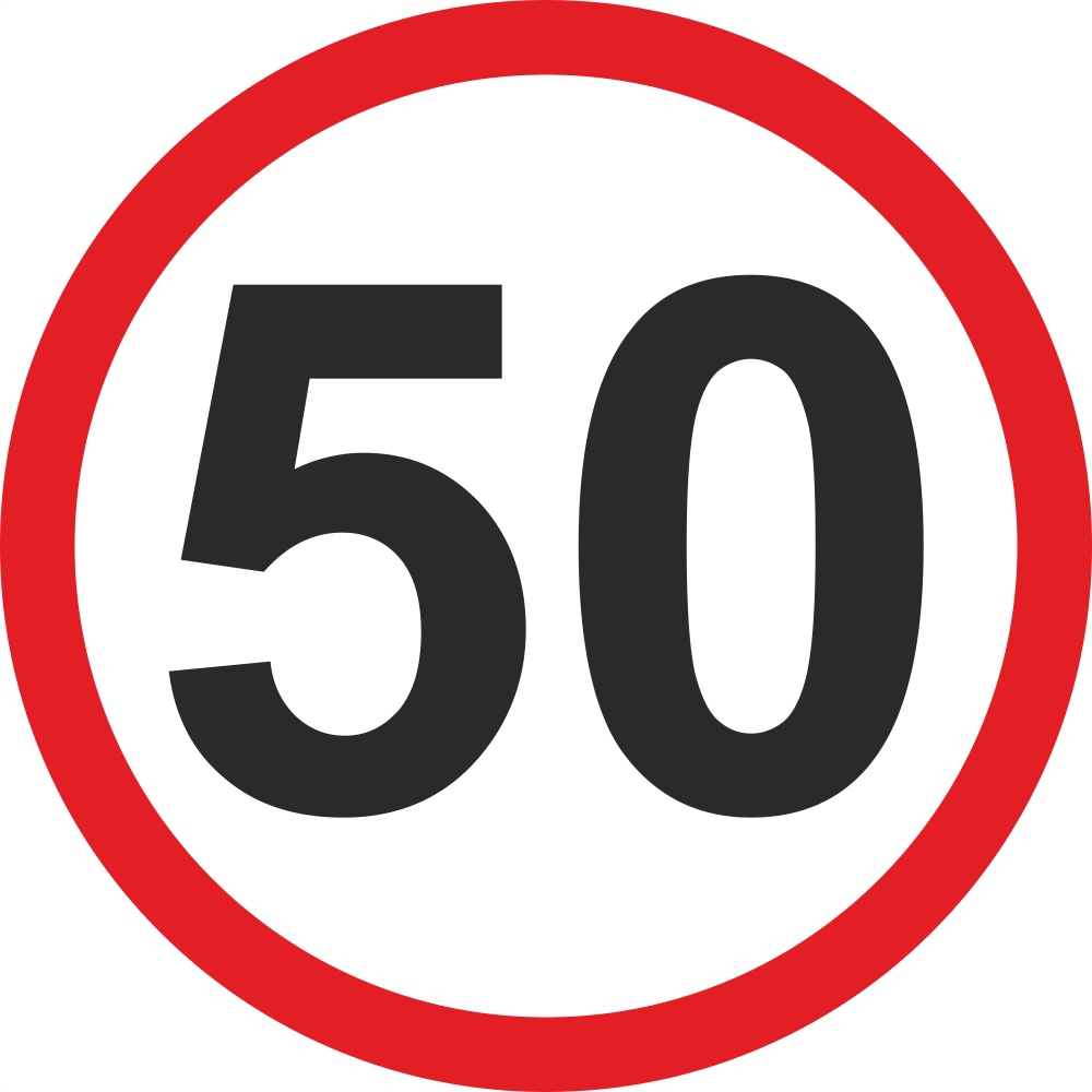 

Naklejka Ograniczenie Prędkości 50 km/h znak 10 cm