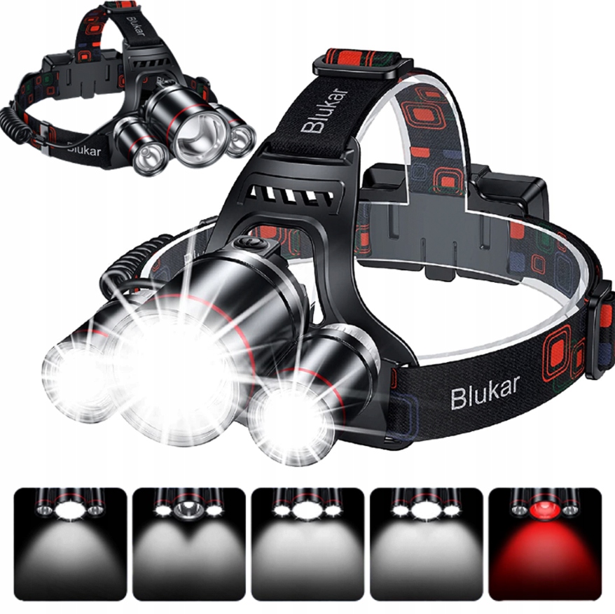 

Mocna Latarka Czołowa 8000 Lumenów Survival Usb